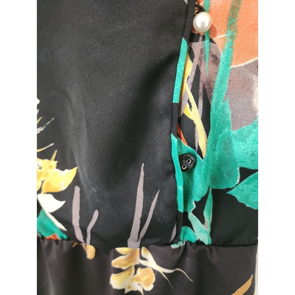 NWT $45 Zara Accessories Womens Blouse Bodysuit Black Orange Green Floral Size S - Picture 5 of 12